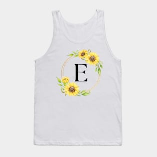 Initial E Sunflower Monogram Design Tank Top